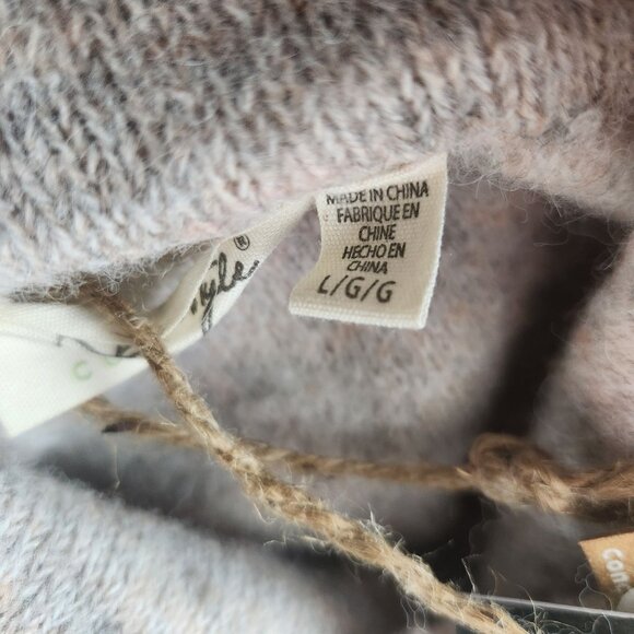 RD Style Womens Houndstooth Turtleneck Sweater Large NWT Cream Beige Neutral - Picture 6 of 7